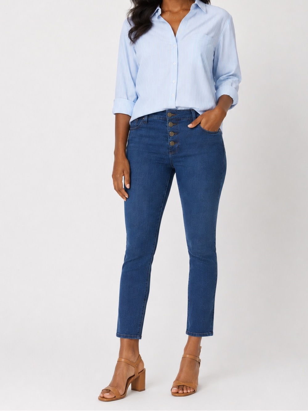 AG Adriano Goldschmied The Isabelle Button-Up High Rise Straight Crop Jeans 28R